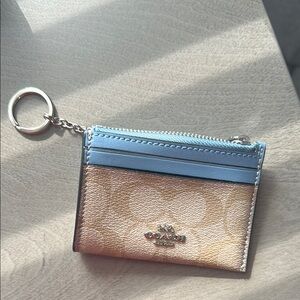 Coach Blue and Tan Card Holder